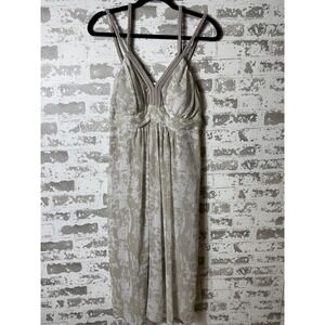 Soft Surroundings Dress Womens Large Taupe‎ Ivory Midi Braided Strap V Neck Boho